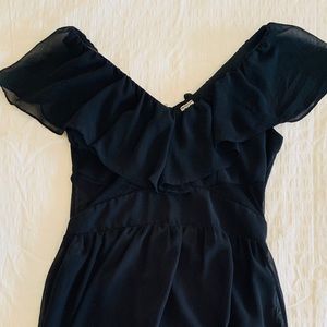 Black dress, mesh side cut-outs